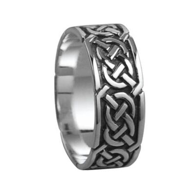 Silver oxidized 8mm celtic Wedding Ring Size R #1499S9