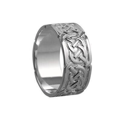 9ct White Gold 8mm celtic Wedding Ring Size L #1499WL