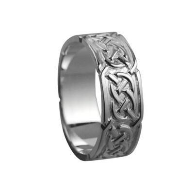 9ct White Gold 8mm celtic Wedding Ring Size U #1499WR