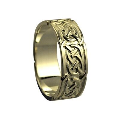 18ct Gold 8mm celtic Wedding Ring Size S #1499YR