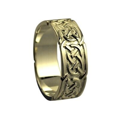 18ct Gold 8mm celtic Wedding Ring Size T #1499YR