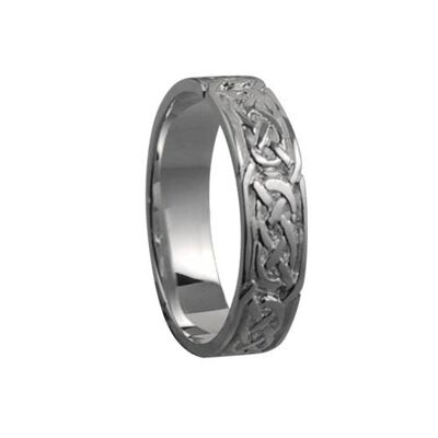 18ct White Gold 6mm celtic Wedding Ring Size R
