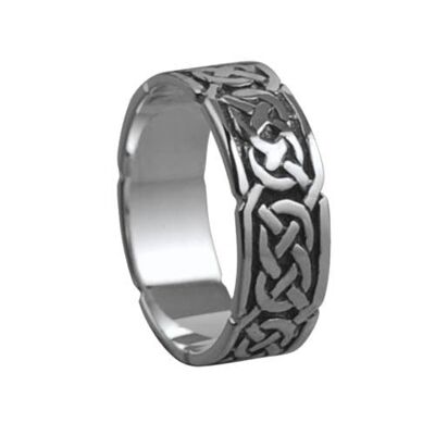 Silver oxidized 6mm celtic Wedding Ring Size H