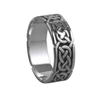 Silver oxidized 6mm celtic Wedding Ring Size O