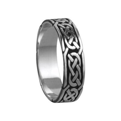 Silver oxidized 6mm celtic Wedding Ring Size W