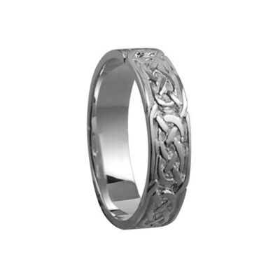 9ct White Gold 6mm celtic Wedding Ring Size R