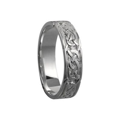 9ct White Gold 6mm celtic Wedding Ring Size V