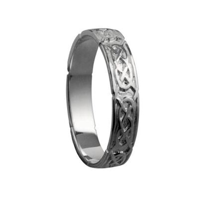 18ct White Gold 4mm celtic Wedding Ring Size R
