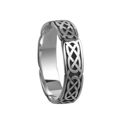 Silver oxidized 4mm celtic Wedding Ring Size M