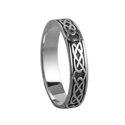 Silver oxidized 4mm celtic Wedding Ring Size T