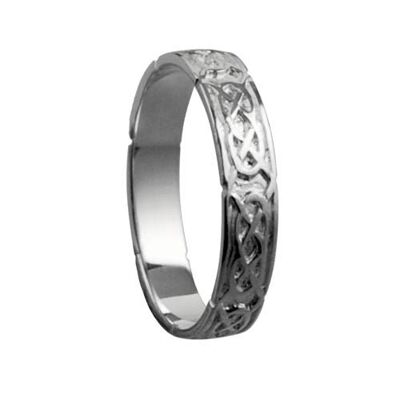 9ct White Gold 4mm celtic Wedding Ring Size R