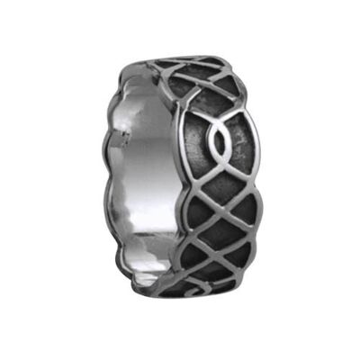 Silver oxidized 8mm celtic Wedding Ring Size L #1502S9