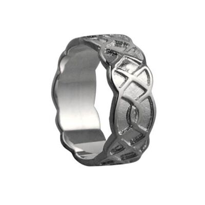 9ct White Gold 8mm celtic Wedding Ring Size J