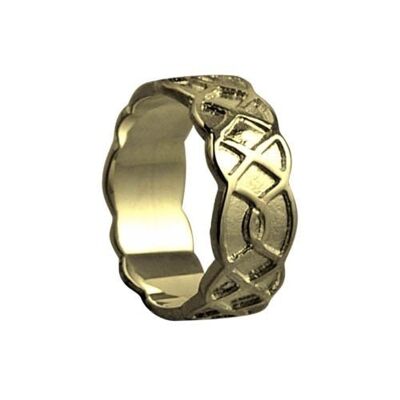 18ct Gold 8mm celtic Wedding Ring Size I