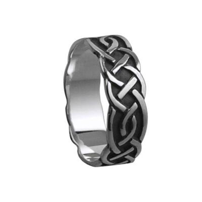 Silver oxidized 6mm celtic Wedding Ring Size J #1503