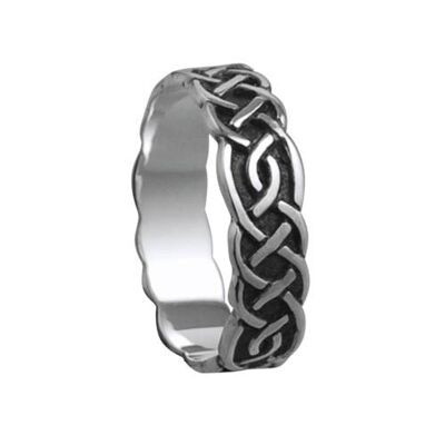 Silver oxidized 6mm celtic Wedding Ring Size S #1503