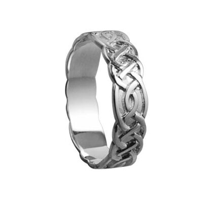 9ct White Gold 6mm celtic Wedding Ring Size U #1503