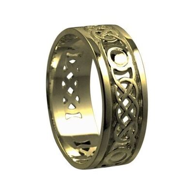 9ct Gold 8mm celtic Wedding Ring Size S #1505