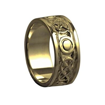 9ct Gold 8mm celtic Wedding Ring Size Q #1508