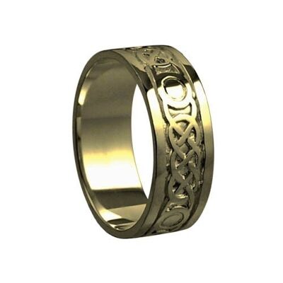 9ct Gold 8mm celtic Wedding Ring Size V #1508