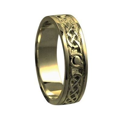 9ct Gold 6mm celtic Wedding Ring Size R #1509