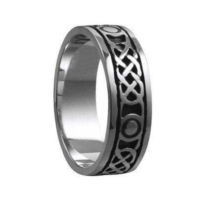 Silver oxidized 6mm celtic Wedding Ring Size I #1509