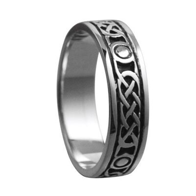 Silver oxidized 6mm celtic Wedding Ring Size V #1509