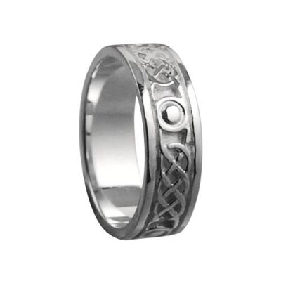 9ct White Gold 6mm celtic Wedding Ring Size I #1509