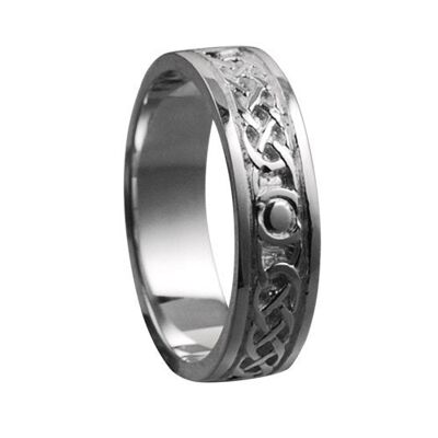 9ct White Gold 6mm celtic Wedding Ring Size T #1509