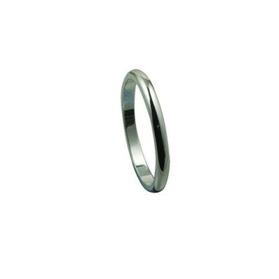 18ct White Gold 2mm plain D shaped Wedding Ring Size I