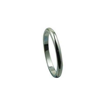 Silver 2mm plain D shaped Wedding Ring Size I