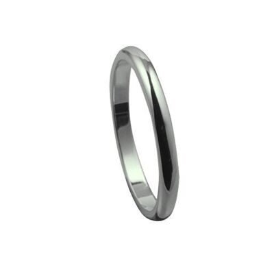 9ct White Gold 2mm plain D shaped Wedding Ring Size M