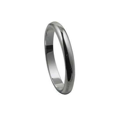 18ct White Gold 3mm plain D shaped Wedding Ring Size Q