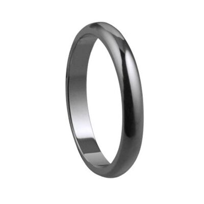 Platinum plain D shaped Wedding Ring 3mm wide in Size M