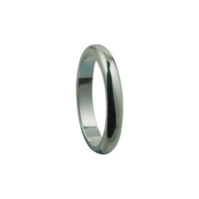 Silver 3mm plain D shaped Wedding Ring Size J