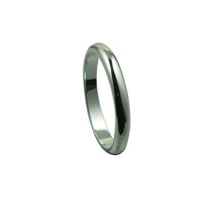 Silver 3mm plain D shaped Wedding Ring Size R