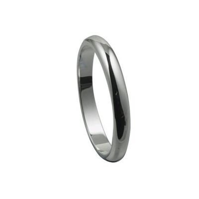9ct White Gold 3mm plain D shaped Wedding Ring Size Q