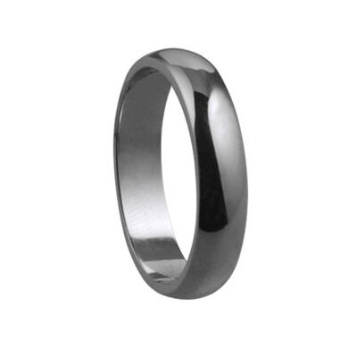 Platinum plain D shaped Wedding Ring 4mm wide in Size M