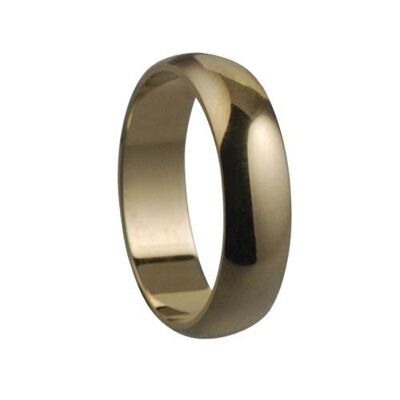 9ct Gold plain D shaped Wedding Ring 5mm wide in Size J