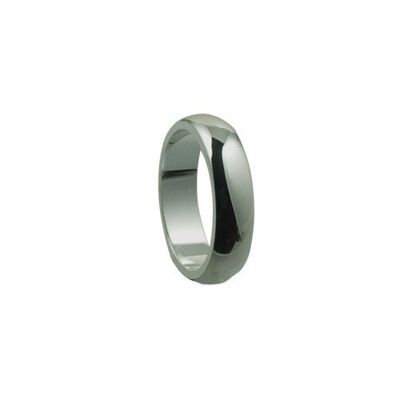 Silver 5mm plain D shaped Wedding Ring Size I