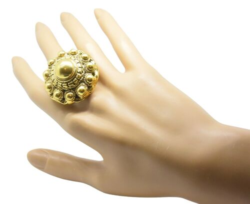 Very big ring Dutch button 4 cm, one size, goldplated 14k