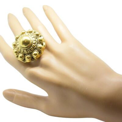 Very big ring Dutch button 4 cm, one size, goldplated 14k
