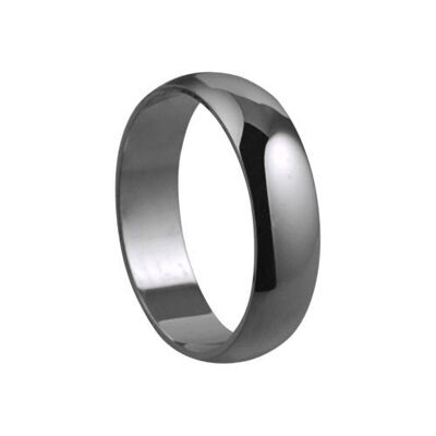 Platinum plain D shaped Wedding Ring 6mm wide in Size Q