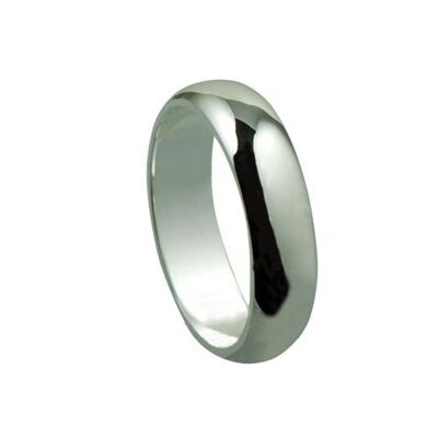Silver 6mm plain D shaped Wedding Ring Size R