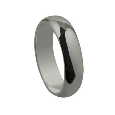 9ct White Gold 6mm plain D shaped Wedding Ring Size Q