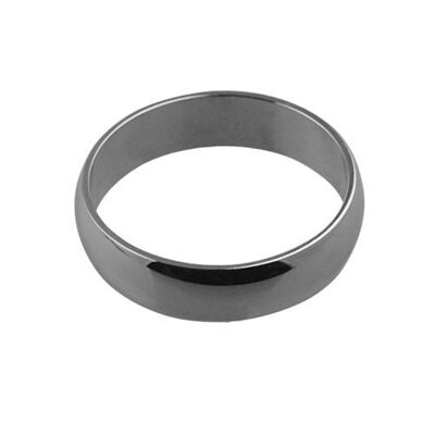 9ct White Gold plain D shaped Wedding Ring 6mm wide in Size T