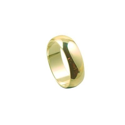 9ct Gold 7mm plain D shaped Wedding Ring Size R