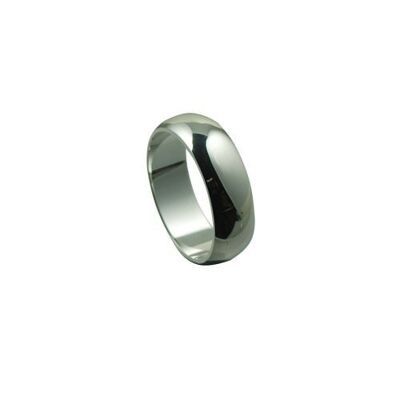 Silver 7mm plain D shaped Wedding Ring Size R