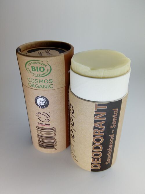 Organic Natural Deodorant - Sandalwood - 1 piece - 100% paper packaging