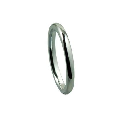 Silver 2mm plain Court shaped Wedding Ring Size I